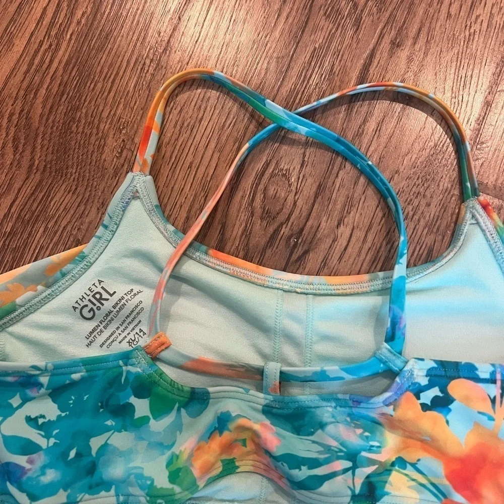 Athleta Girl Floral Print Bikini Swimsuit Size 14 NWOT